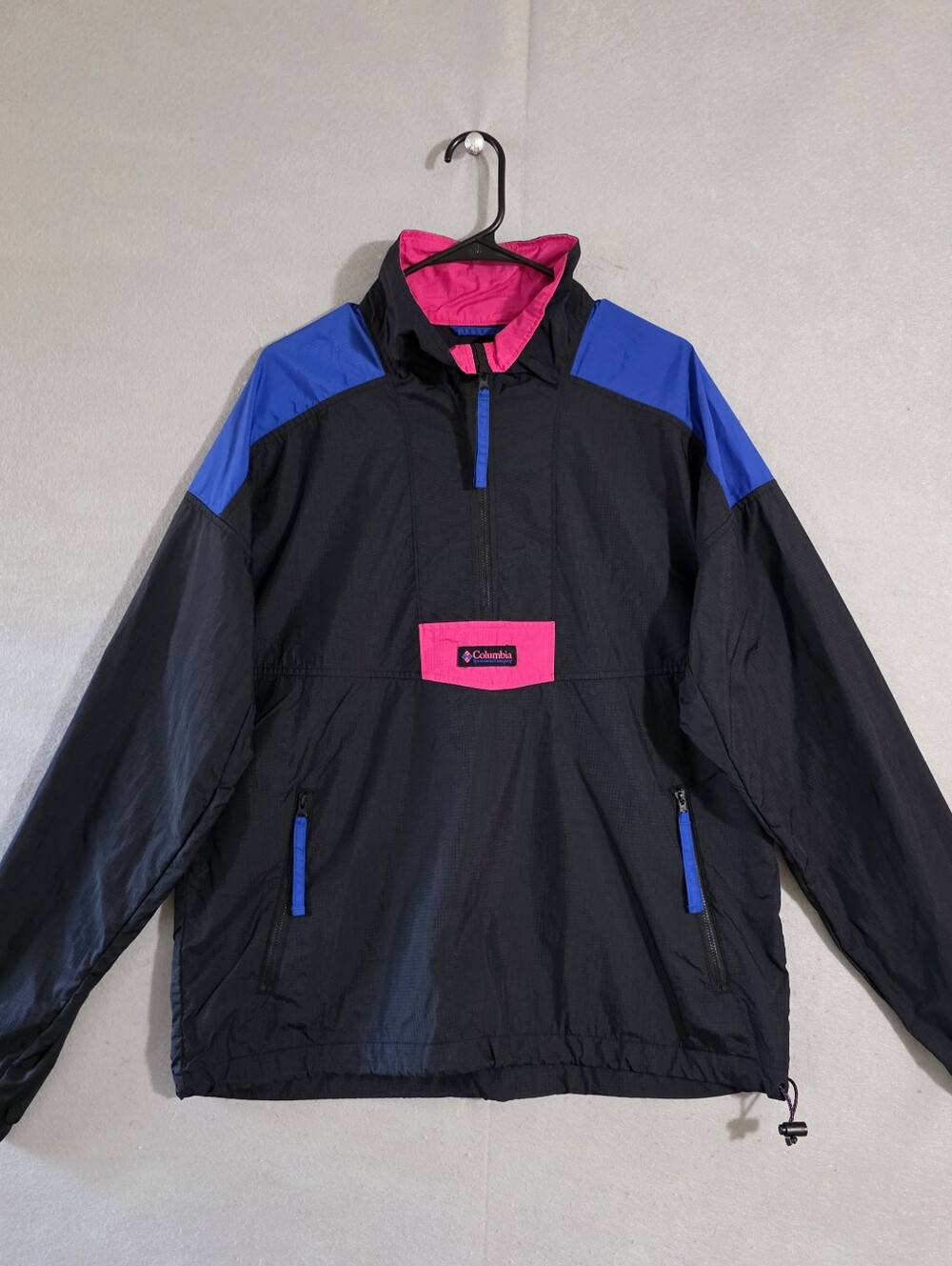 Vtg 90s Columbia Mens Anorak 1/2 Zip Ripstop Pullover Jacket Size Medium